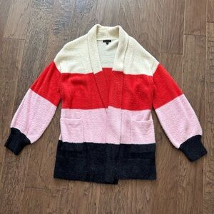 Who What Wear fuzzy multicolor striped cardigan size medium